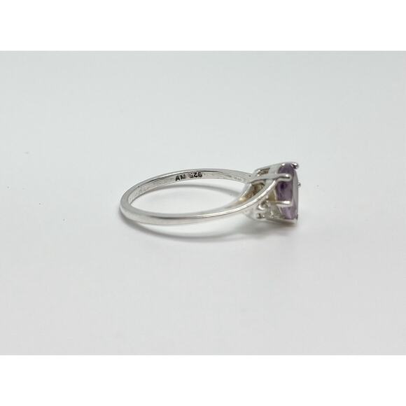 Avon Vintage 925 Sterling Silver, Amethyst & Cubic Zirconia Teardrop Ring Size 7 - Picture 4 of 5